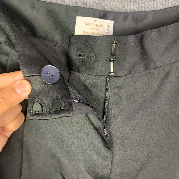 Kate Spade New York Black Pleated‎ Satin Pant Women’s Size 2 - Picture 9 of 10